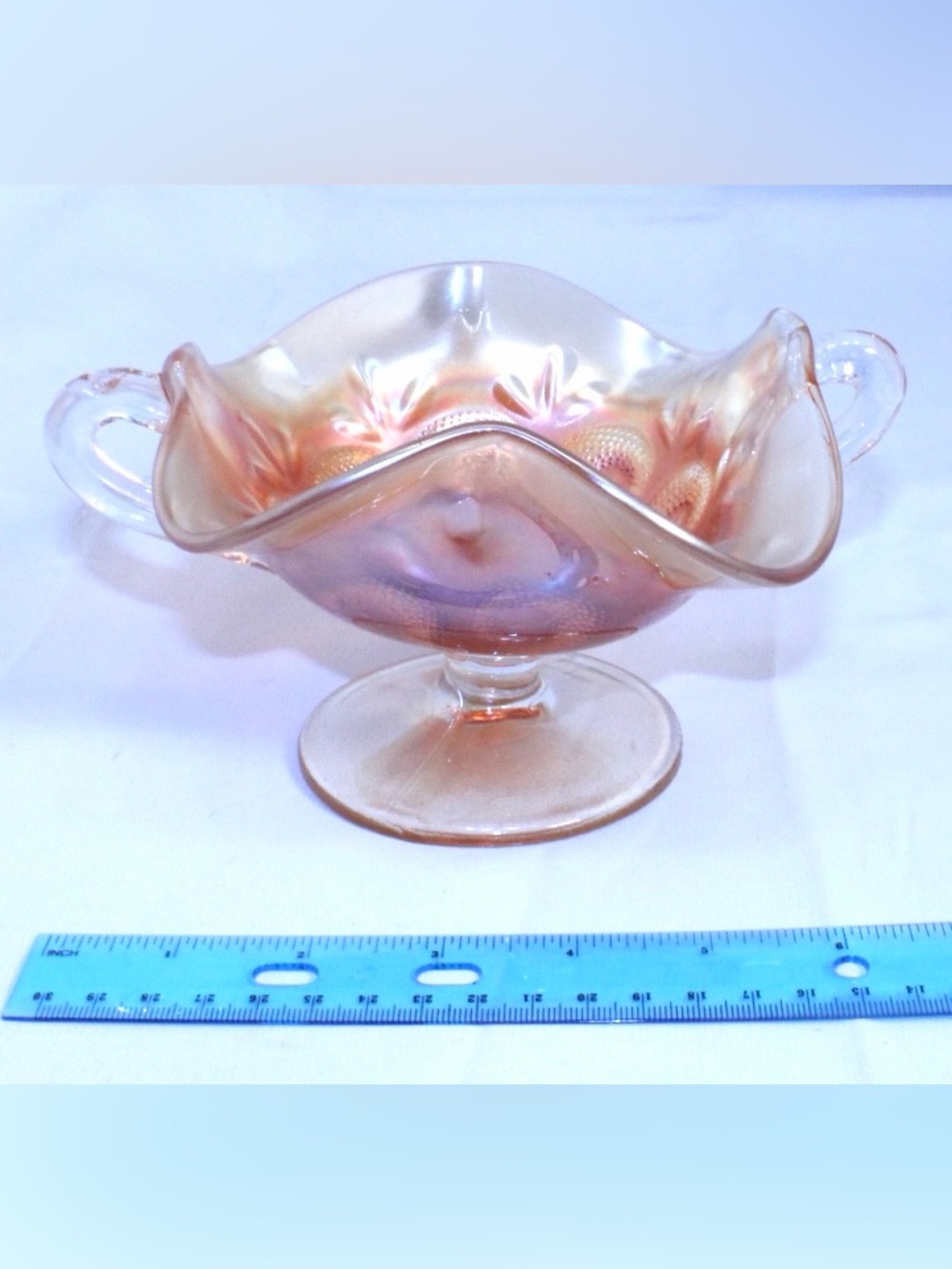 circa 1910 Antique Marigold Carnival Glass Bonbon Dish